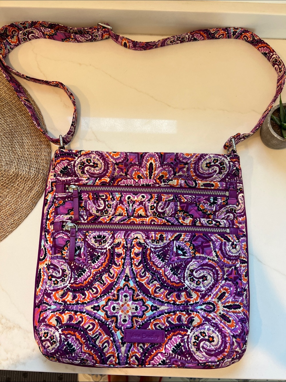 Vera Bradley Purple Paisley Crossbody Bag - Lightweight Quilted Shoulder Bag